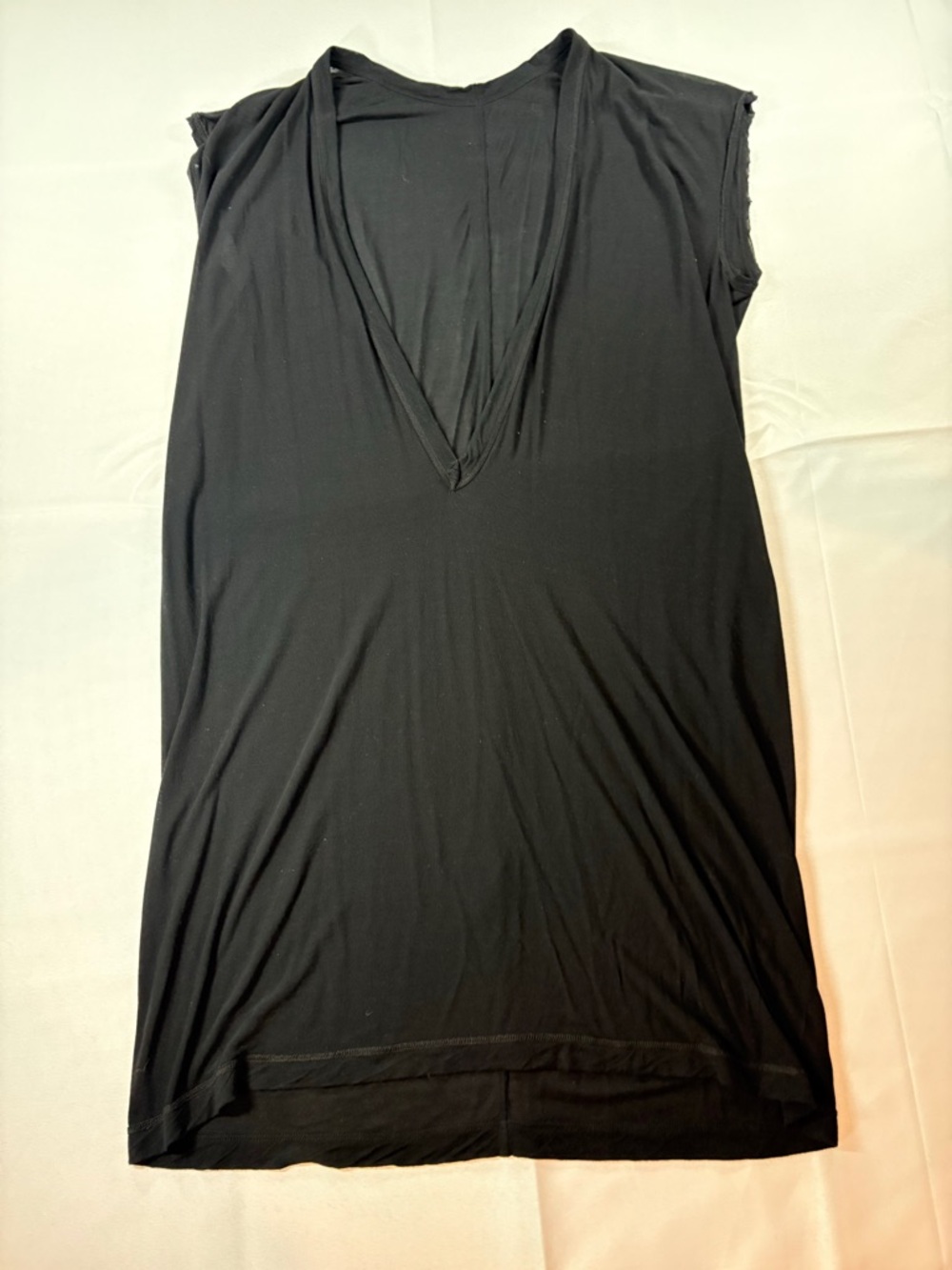 Rick Owens Sleeveless Deep V Tunic Black Silk Blend Size L